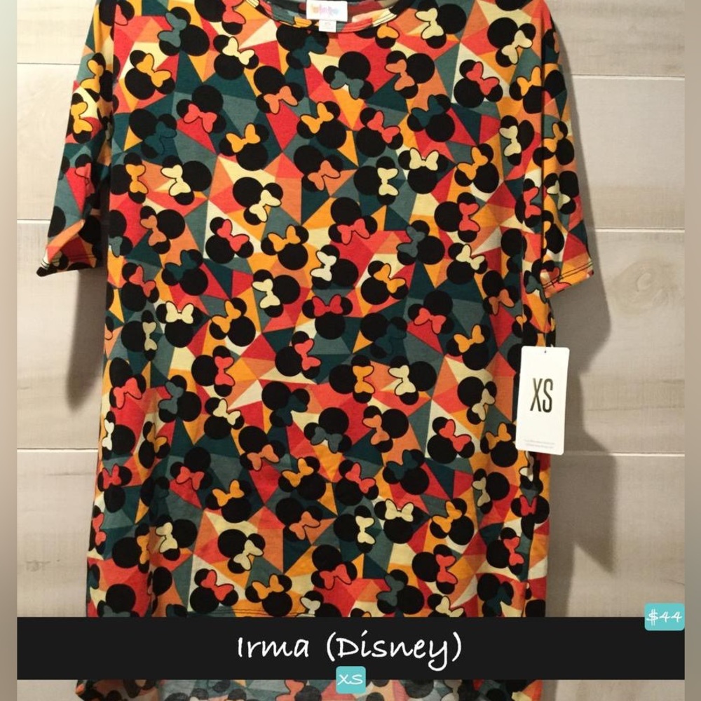 NWT LuLaRoe Irma Tunic XS  Disney Collection Minnie Mouse